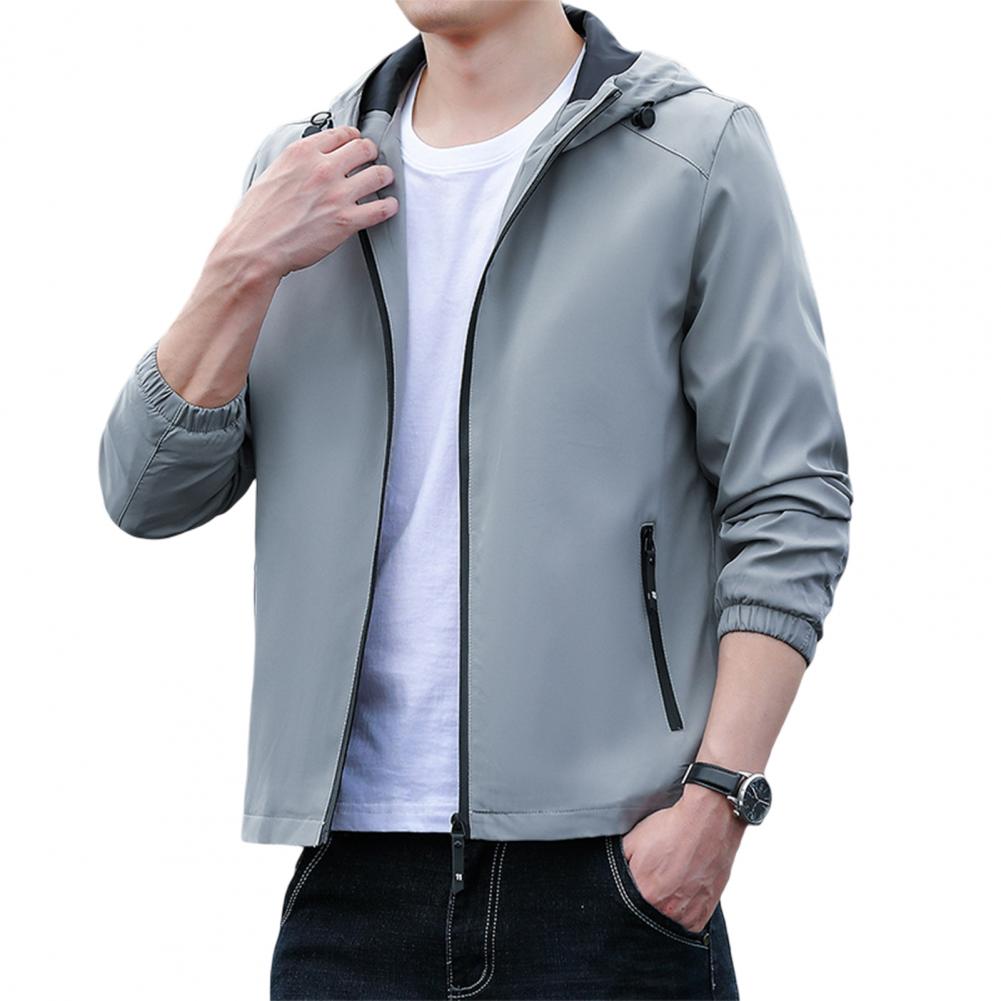 Men Coat Zipper Closure Pockets