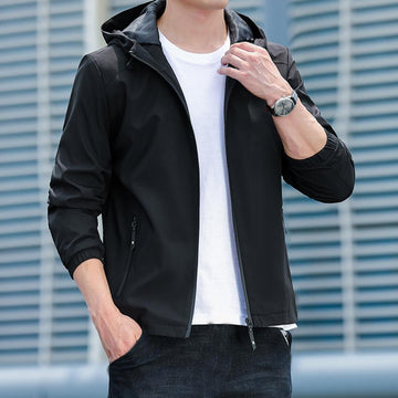 Men Coat Zipper Closure Pockets
